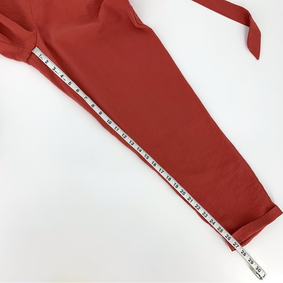 Zara trf Collection Tomato Red High Rise Paper Bag Waisted Ankle Pants, Large - Picture 12 of 15